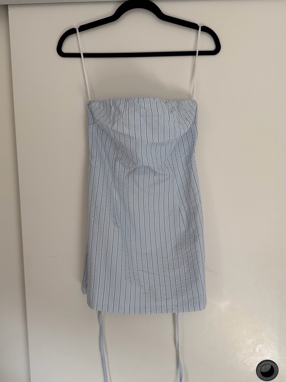 Princess Polly Light Blue & White Striped Strapless Mini Dress